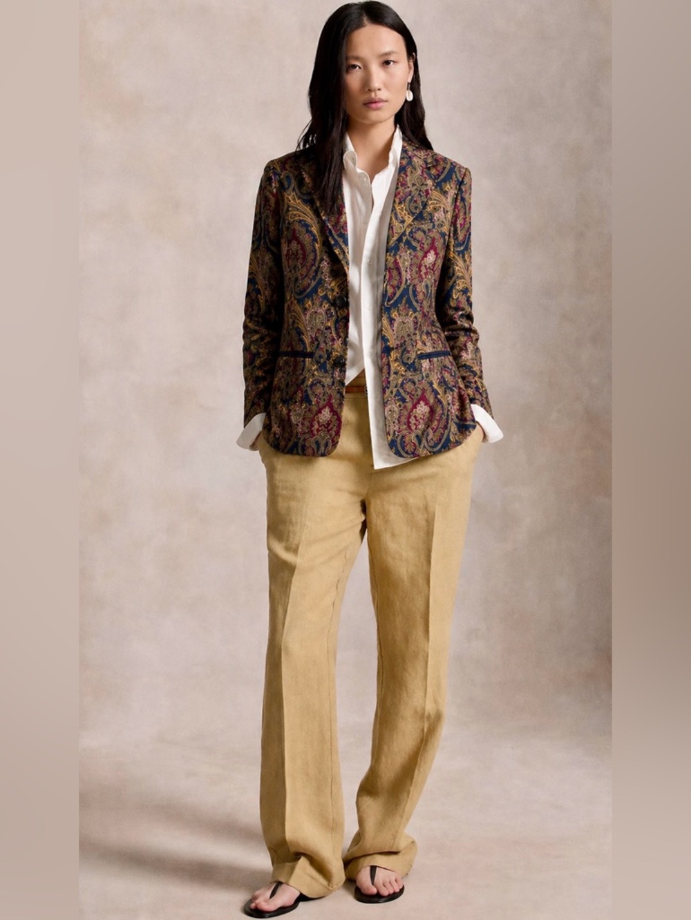 Alfred Sung 90s 100% Silk Paisley Oversized Blazer Size 6 - Picture 2 of 10